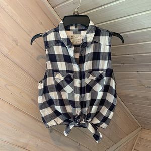 GARAGE Plaid Cropped Button Up Tank